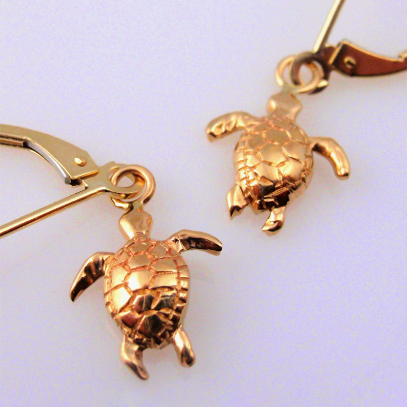 Custom Turtle Lever Back Earrings