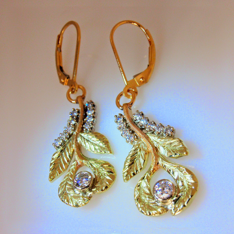 Custom Diamond Leaves Earrings