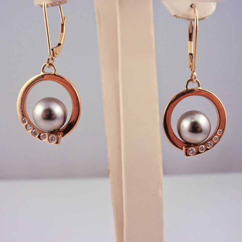 Custom Pearl & Diamond Circle Earrings