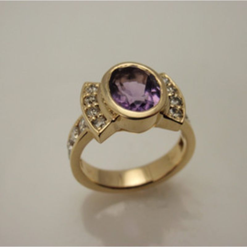 Custom Amethyst & Diamond Ring