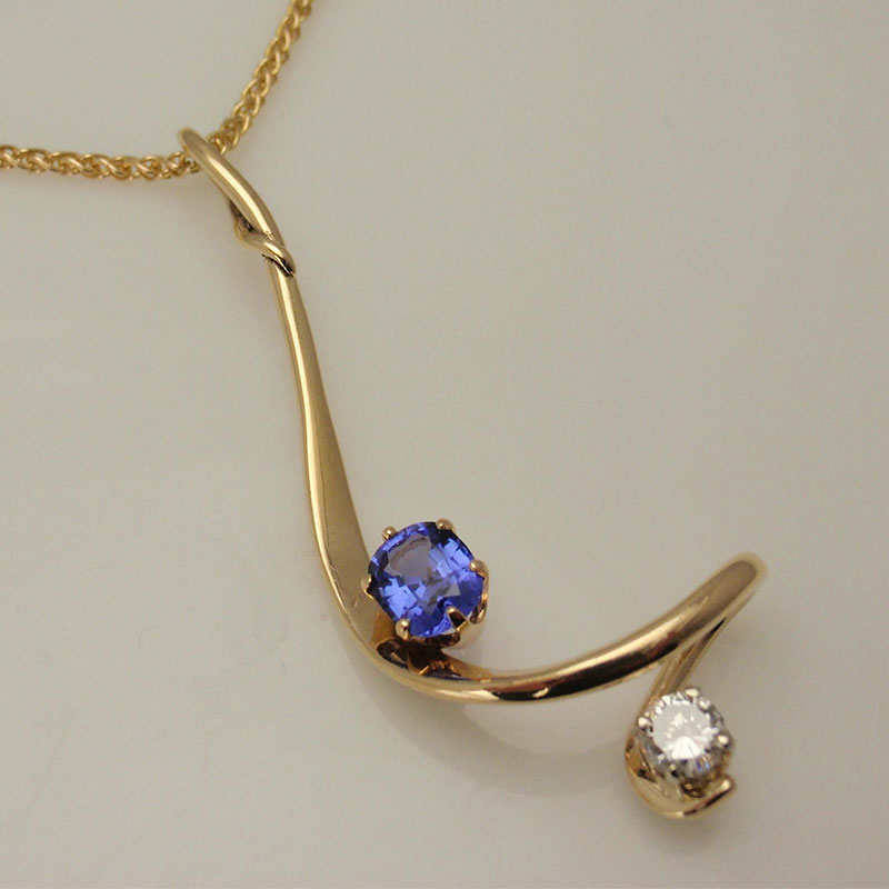 Custom Sapphire & Diamond Pendant