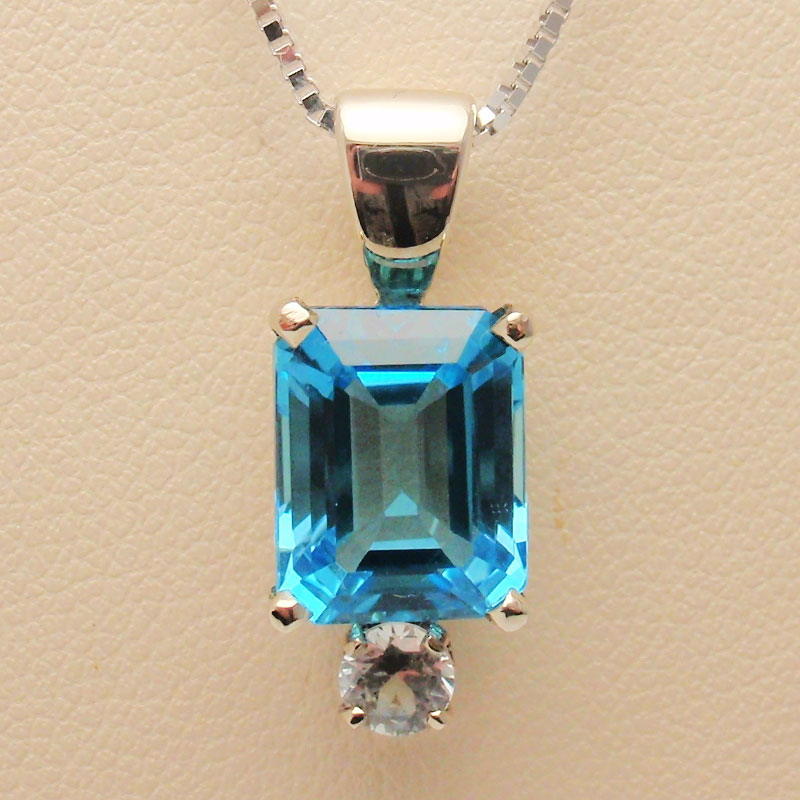 Custom Blue Topaz & Diamond Pendant