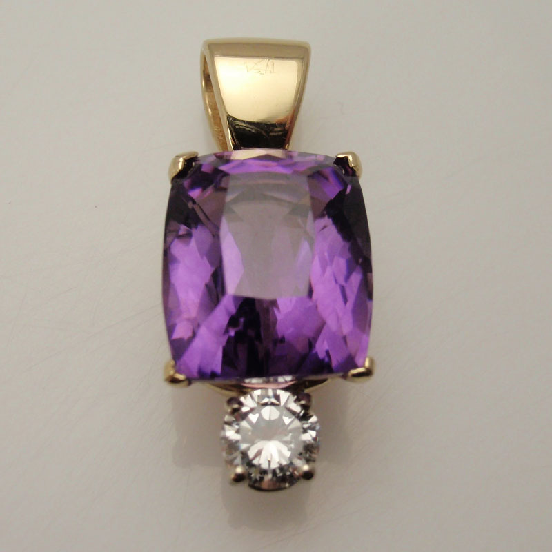 Custom Amethyst & Diamond Pendant